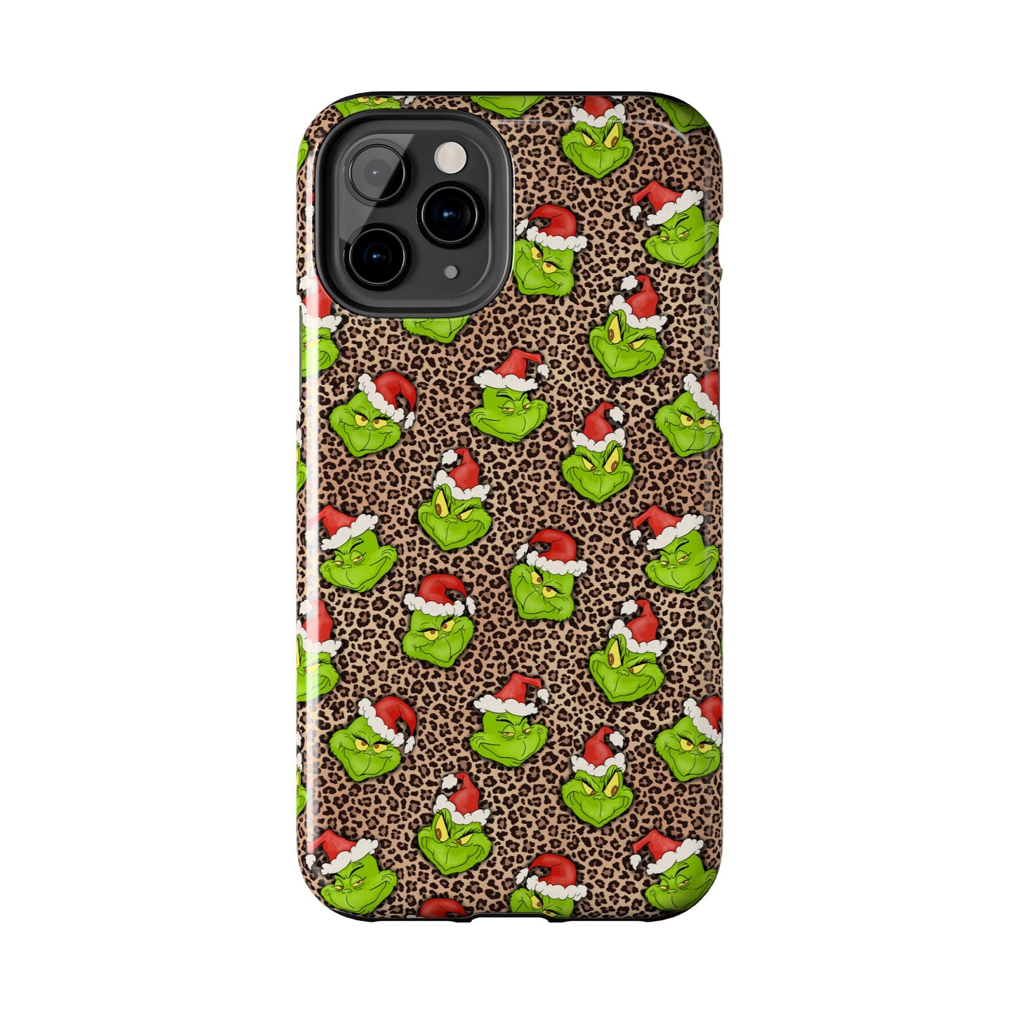 Leopard Print Green Christmas Grouch -  Tough Phone Cases