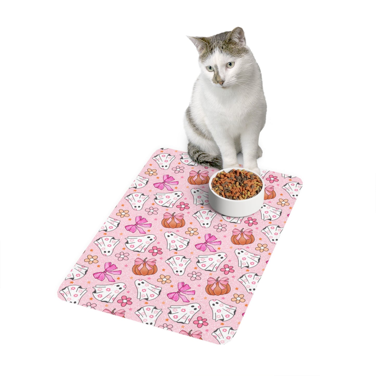 Pink Ghosts  - Pet Food Mat (12x18)