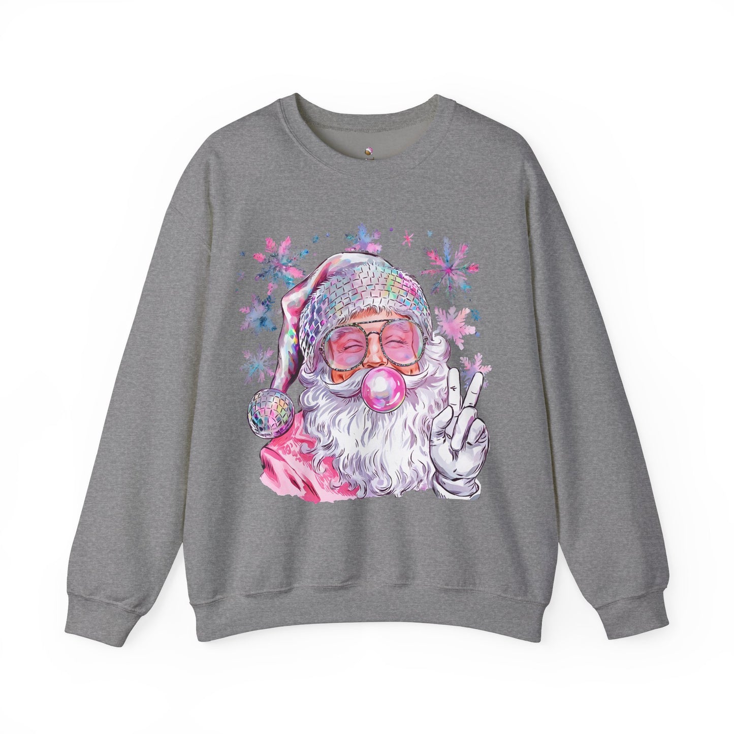 Pink Peace Sign Santa Crewneck Christmas Sweatshirt