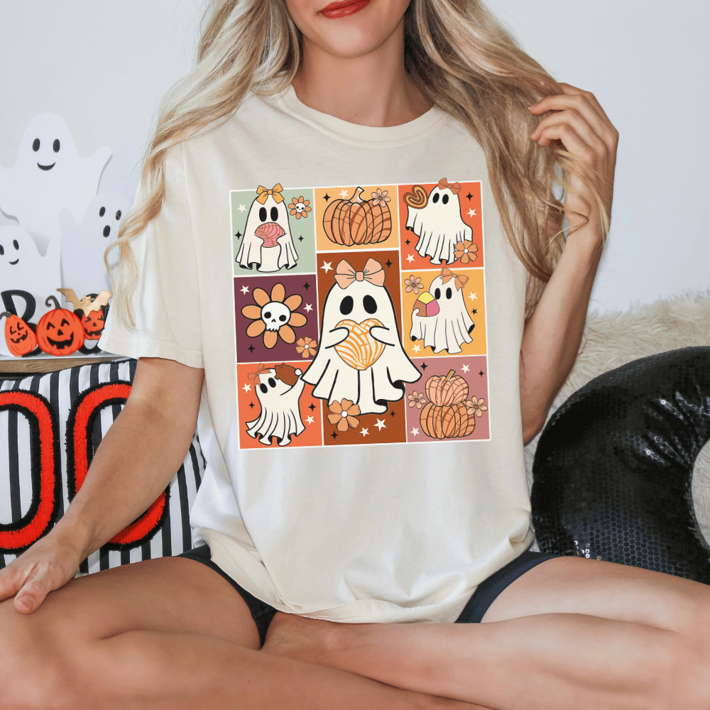 Retro Ghosts - Halloween Tee - Shirt