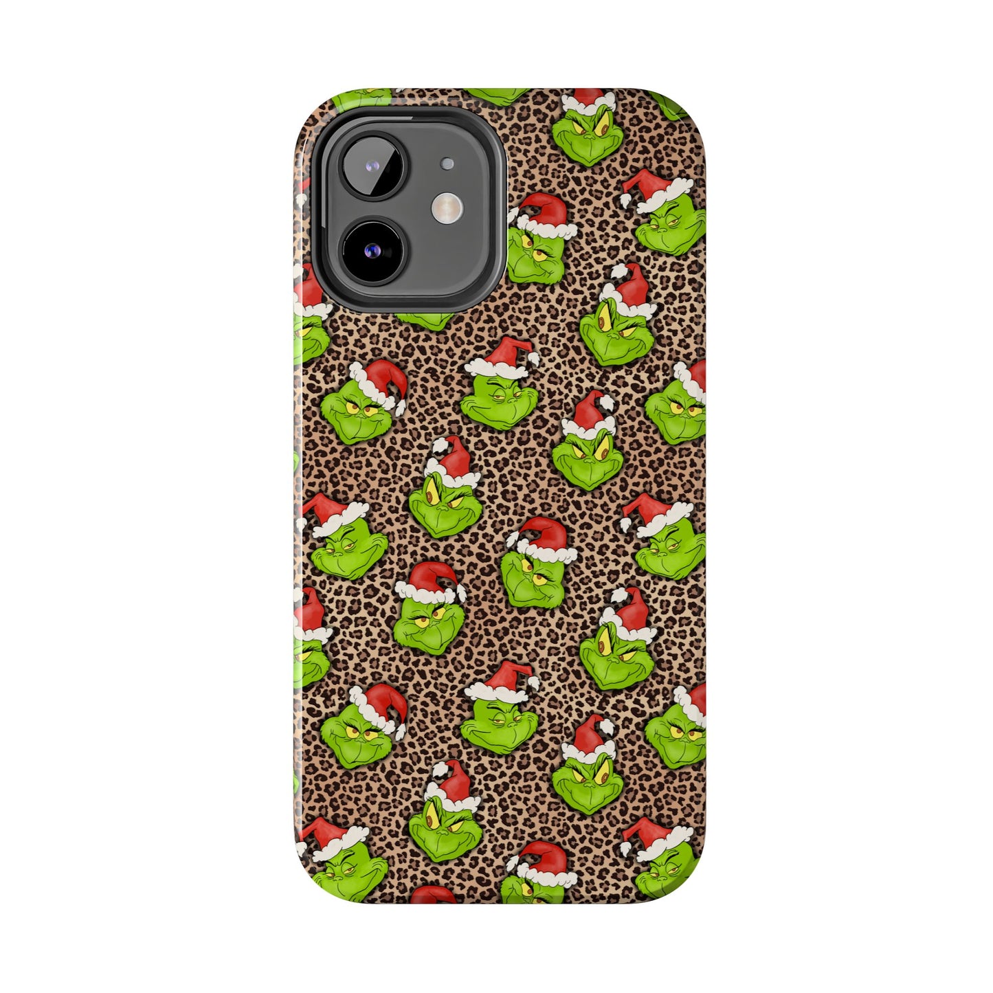 Leopard Print Green Christmas Grouch -  Tough Phone Cases