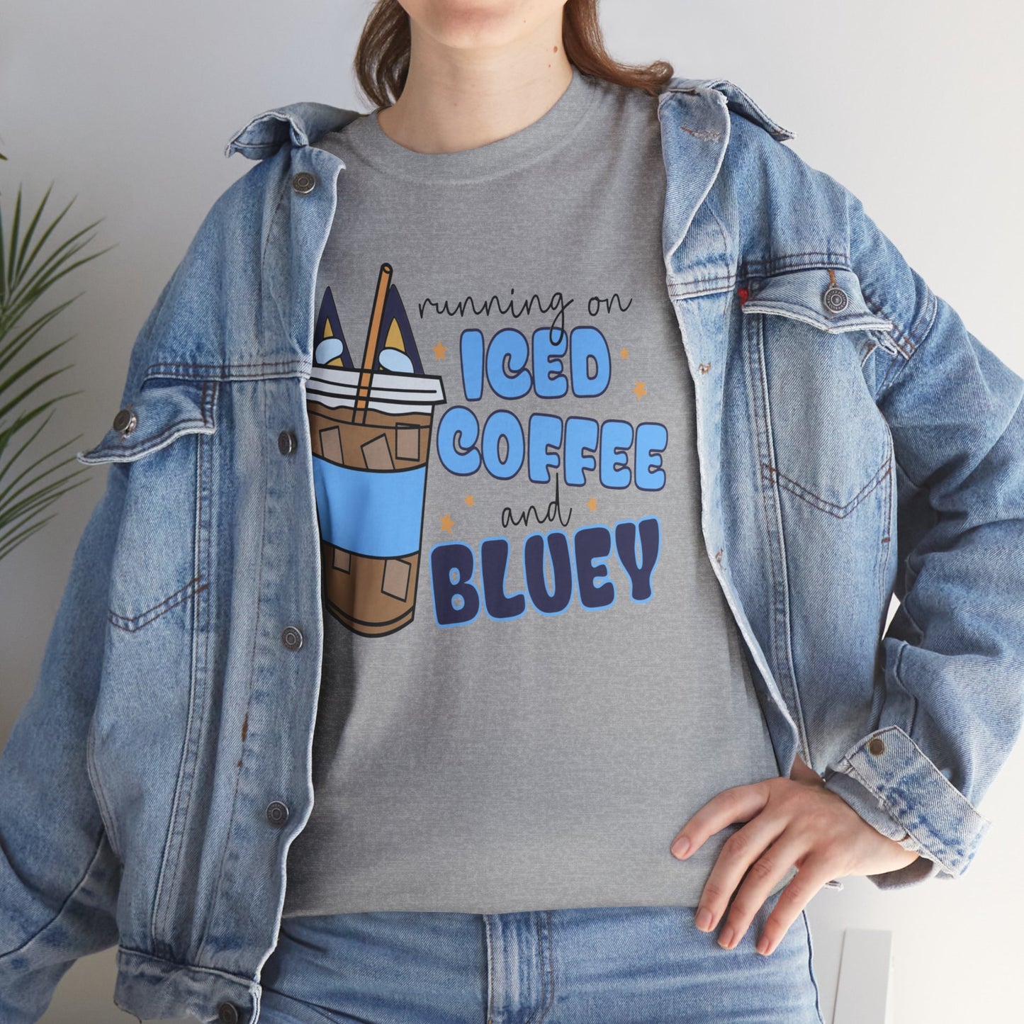 Running On Bluey and Iced Coffee  - Unisex Heavy Cotton Tee