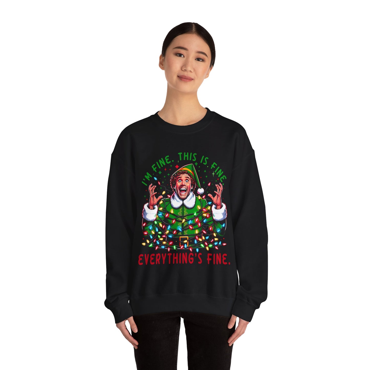 Everything is Fine Elf Christmas Sweatshirt