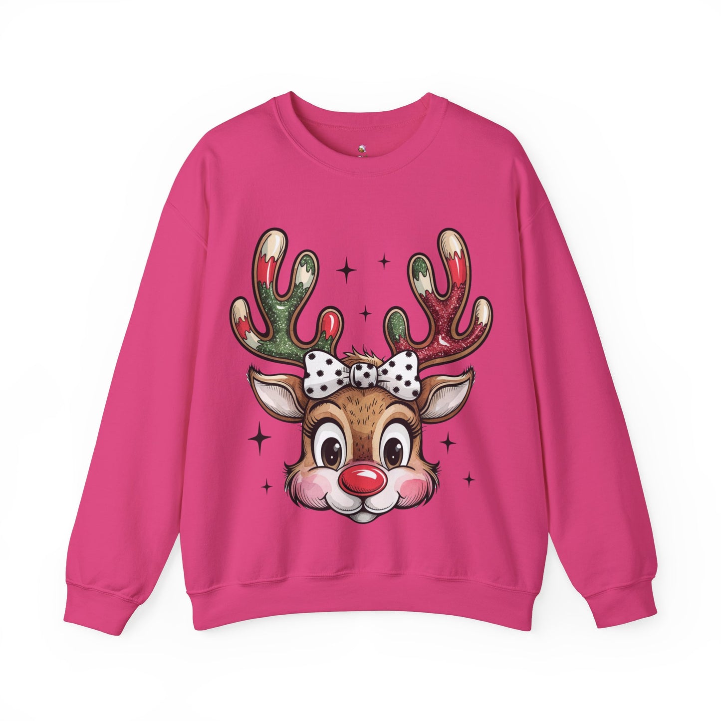 Rosy Cheeked Reindeer - Crewneck Christmas Sweatshirt