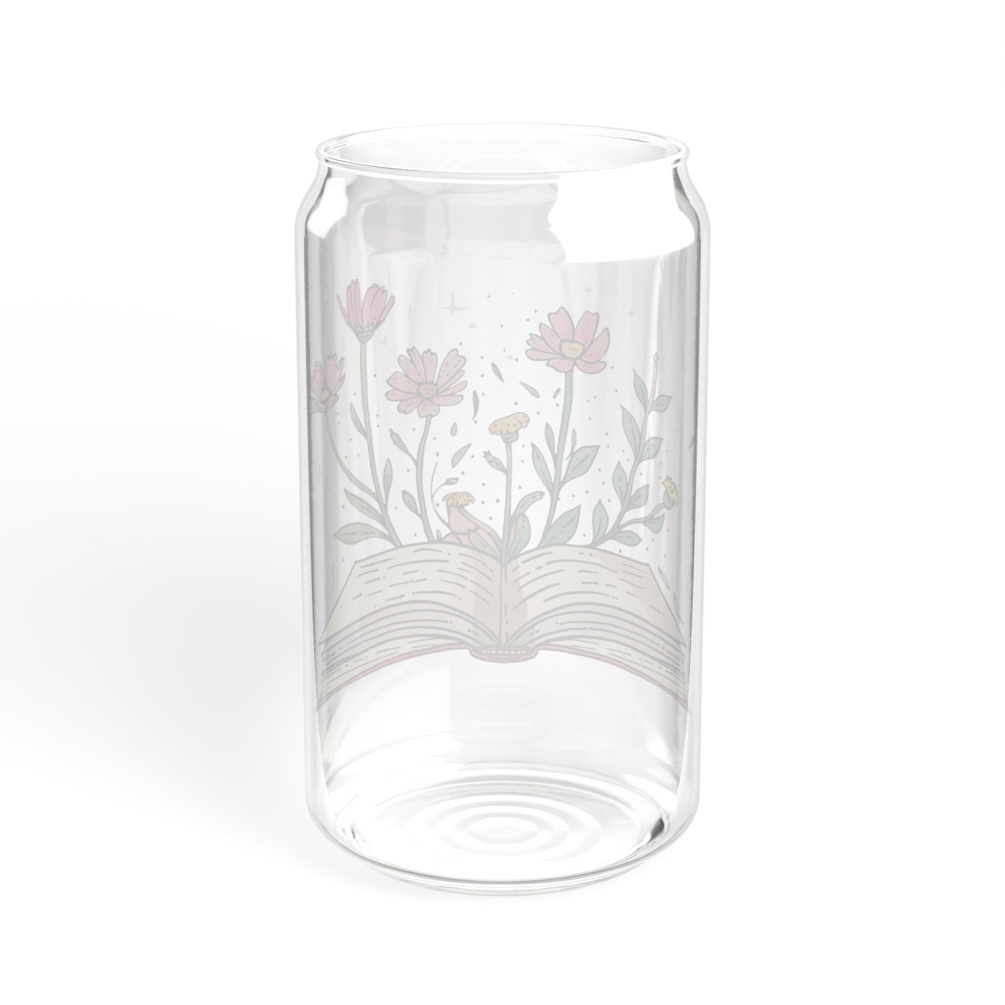 Floral Book  - Sipper Glass, 16oz