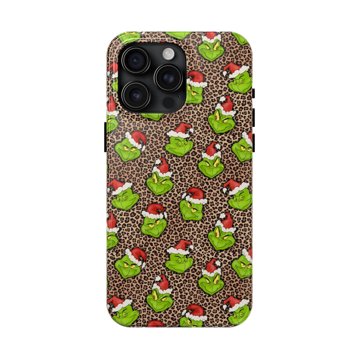 Leopard Print Green Christmas Grouch -  Tough Phone Cases