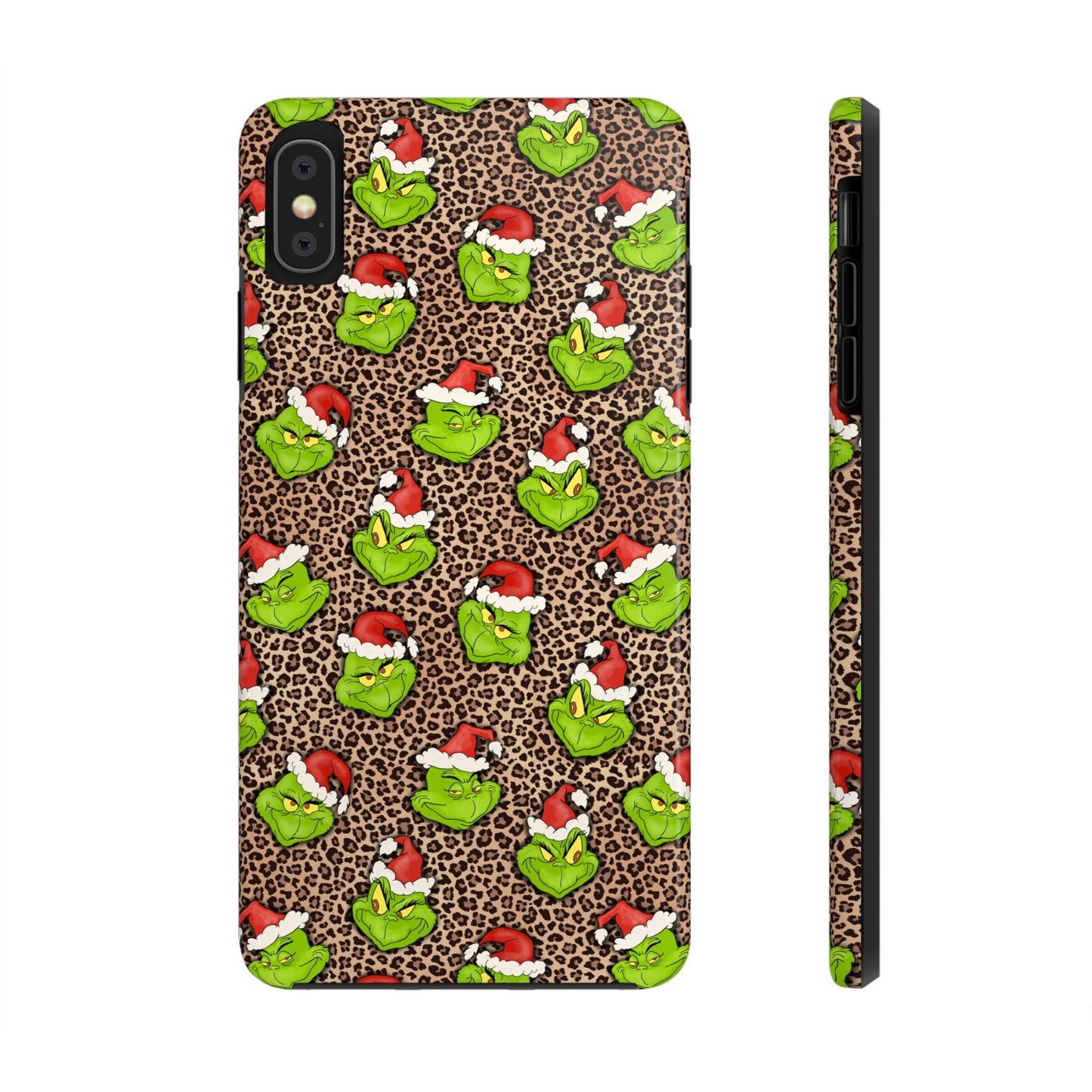 Leopard Print Green Christmas Grouch -  Tough Phone Cases