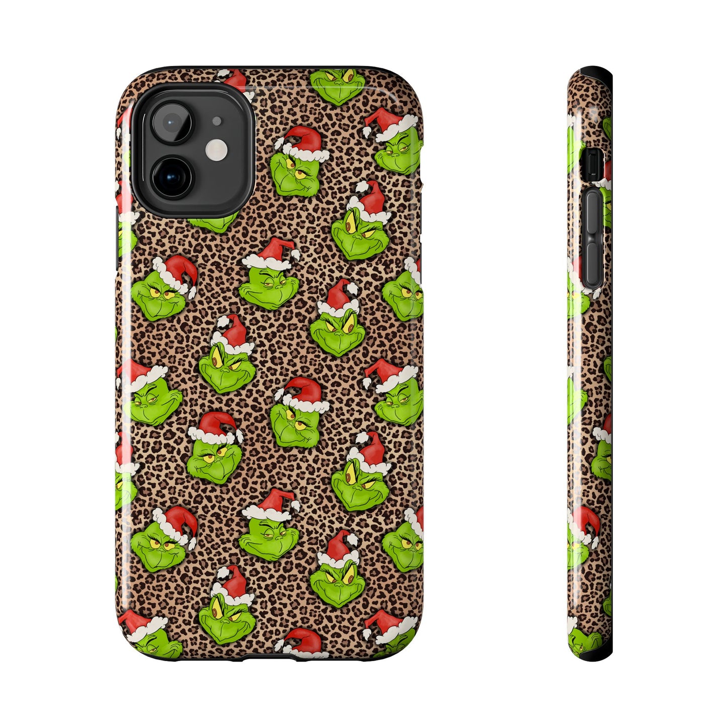 Leopard Print Green Christmas Grouch -  Tough Phone Cases