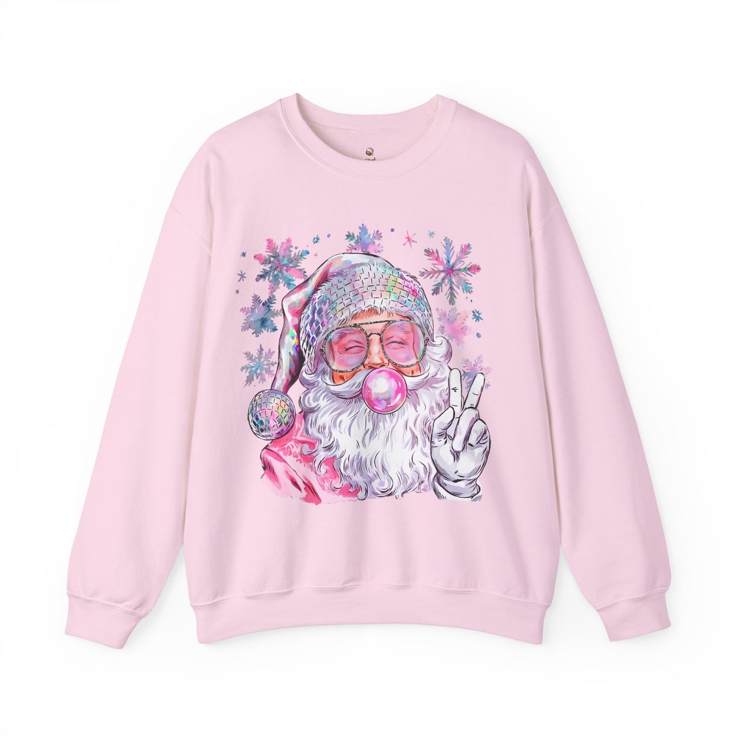 Pink Peace Sign Santa Crewneck Christmas Sweatshirt