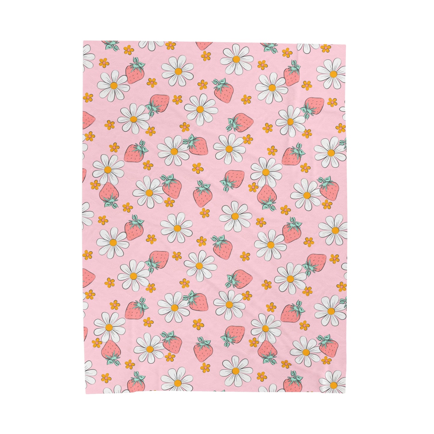 Strawberries and Daisies  - Plush Blanket