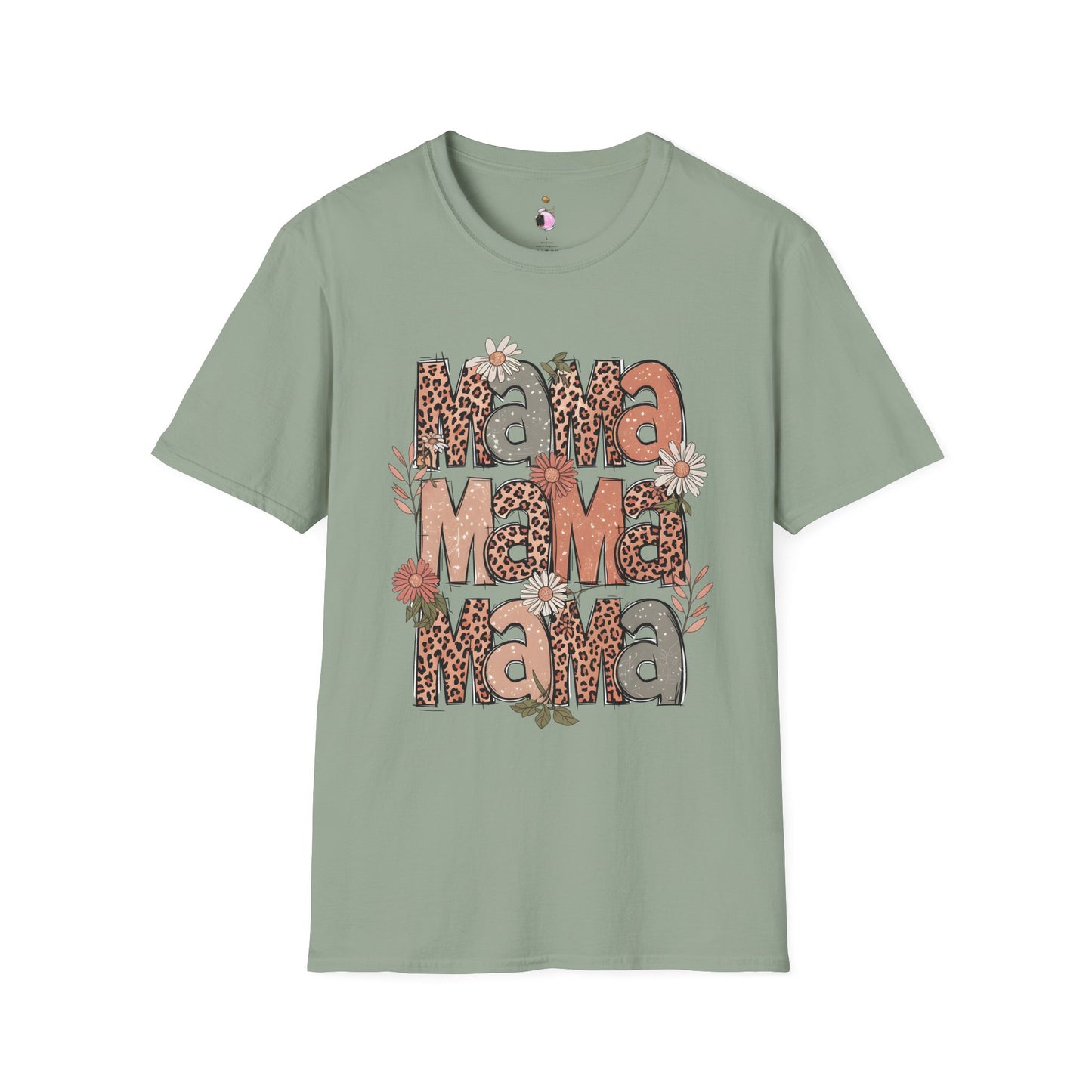 Mama Leopard Floral - Unisex Softstyle T-Shirt