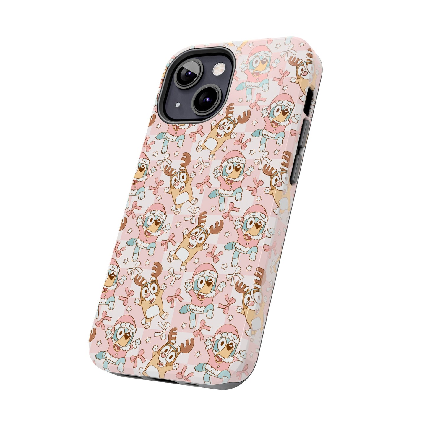 Blue Dog Pink Christmas  -  Tough Phone Cases