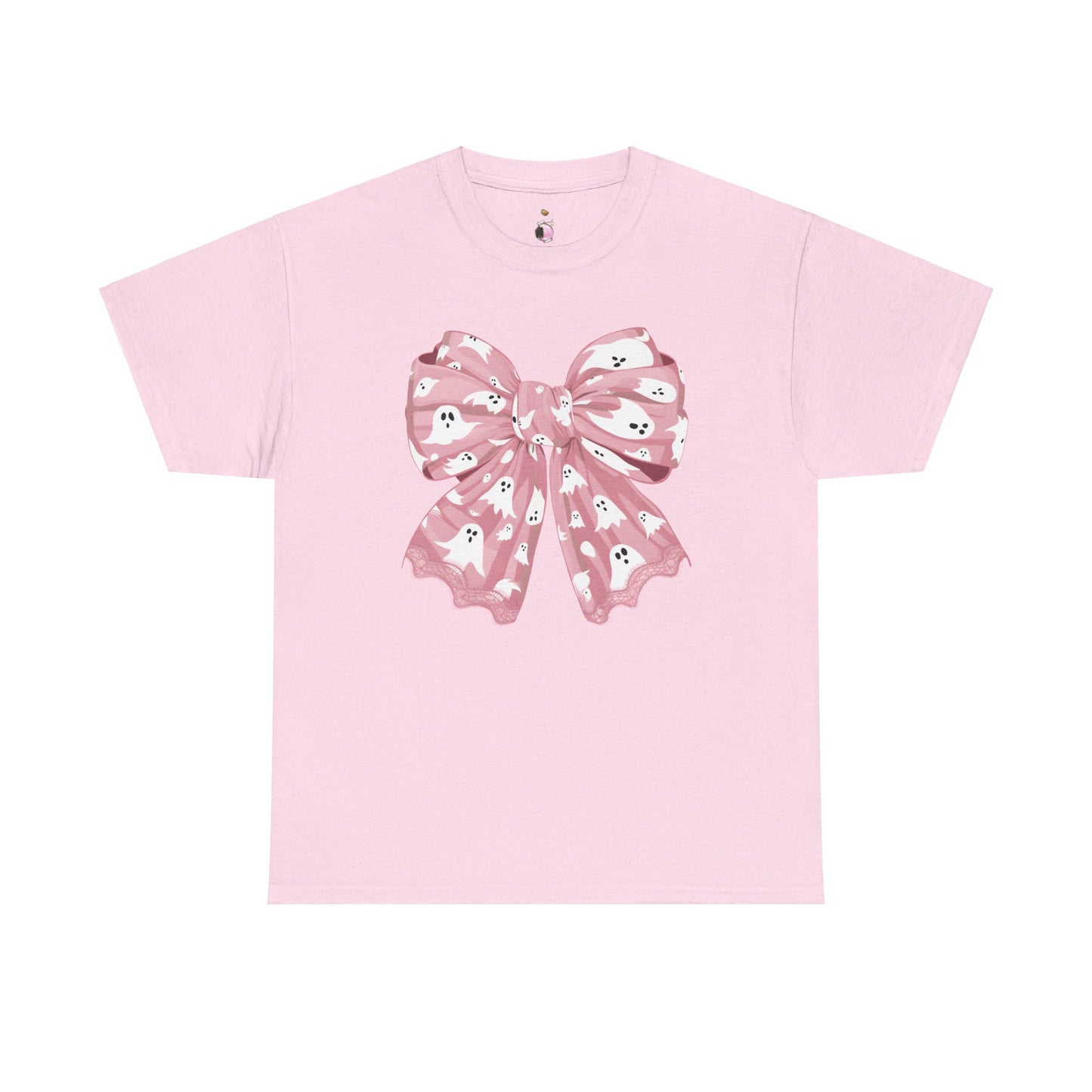 Pink Bow Ghost Halloween Coquette Shirt