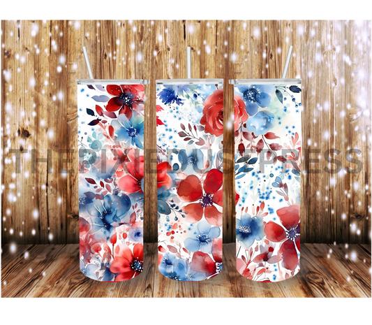 Patriotic Flowers -  20 oz Tumbler