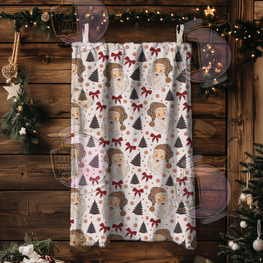 Leopard Print Santa - Plush Christmas Blanket