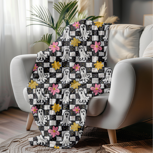 Checkered Halloween - Plush Blanket