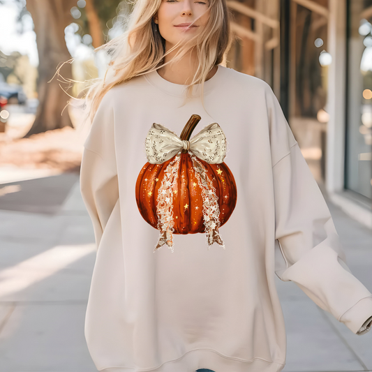 Fall Coquette Pumpkin  - Unisex Heavy Blend™ Crewneck Sweatshirt