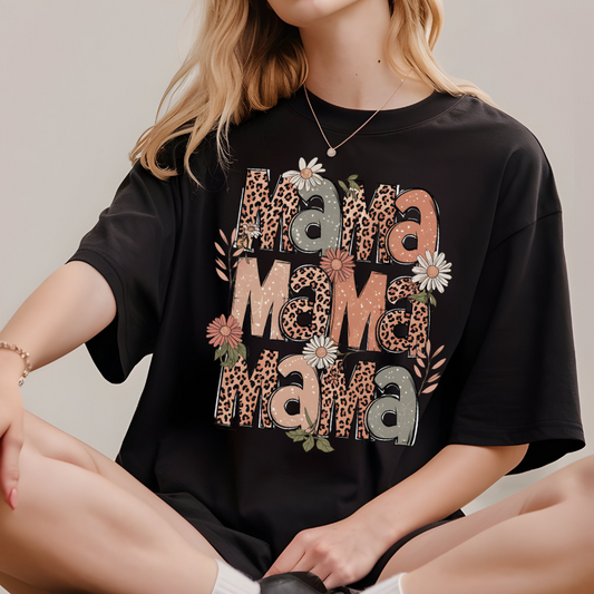 Mama Leopard Floral - Unisex Softstyle T-Shirt