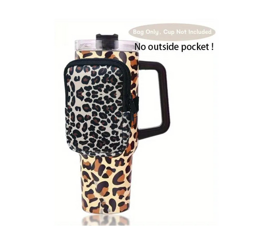 Cow Print Tumbler Water Bottle Zipper Pouch