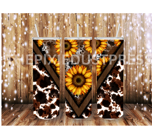 Cowhide and Sunflower - 20 oz Tumbler