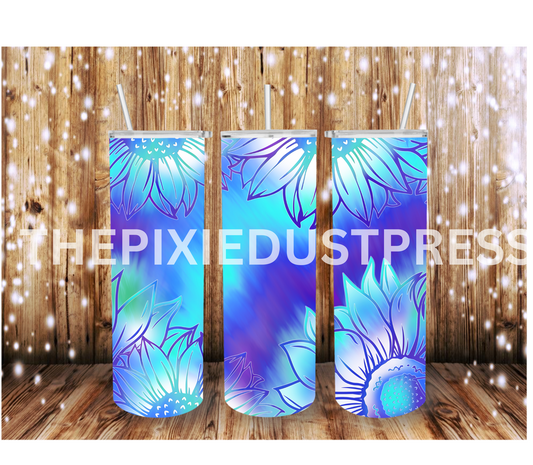 Blue and Purple Tie Dye Flowers -  20 oz Tumbler