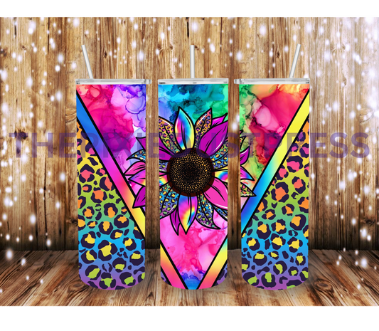 Rainbow Leopard Sunflower -  20 oz Tumbler