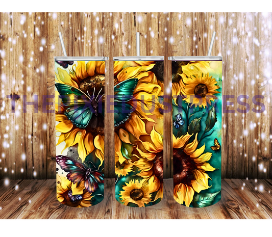 Butterflies and Sunflowers -  20 oz Tumbler