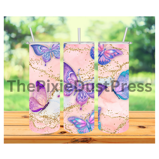 Pink Butterfly -  20 oz Tumbler